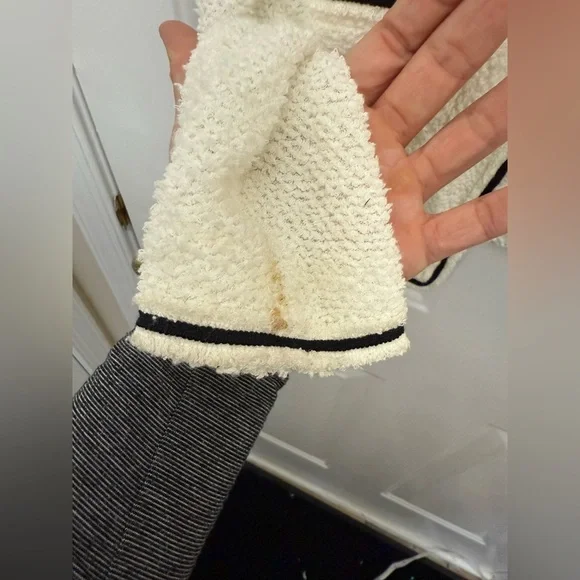 Women’s The Kooples White Cardigan With Black Trim Size EU 32/US 0 Quiet Luxury - Picture 7 of 9